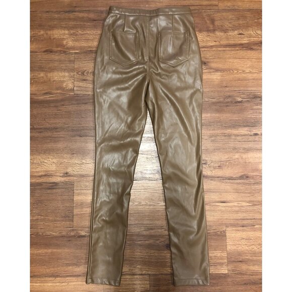BNWT Pretty Little Thing Chocolate Button Up Faux Leather Skinny Trousers - Size - Picture 2 of 9